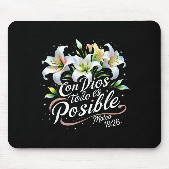 Mousepad Con Dios Todo Es Sible Mateo 19_26 Gift  (Frente)