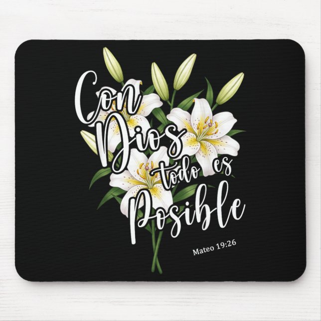 Mousepad Con Dios Todo Es Sible Shirt Christian Spanish For (Frente)