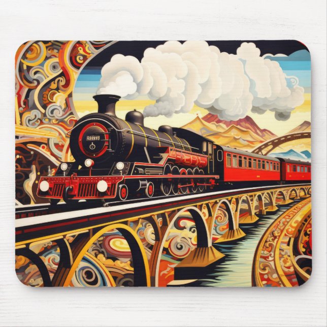 Mousepad Conceito de comboio de locomotiva Cena Abstrato (Frente)