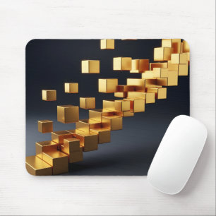 Mousepad Conceito de Crescimento de Cubos Dourados Geométri