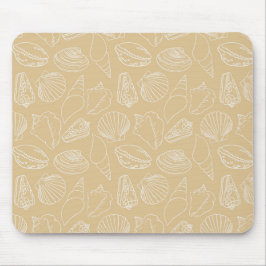 Mousepad Conchas Brancas sobre Bege Arenoso
