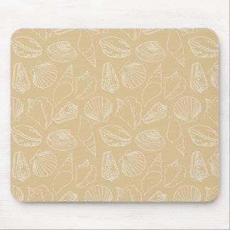 Mousepad Conchas Brancas sobre Bege Arenoso