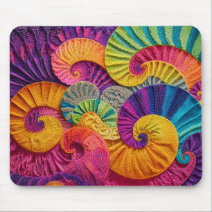Mousepad Conchas Cromáticas: Mosaico Vibrante em Espiral