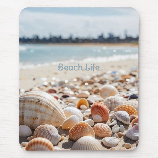 Mousepad Conchas do Mar na Praia (Frente)