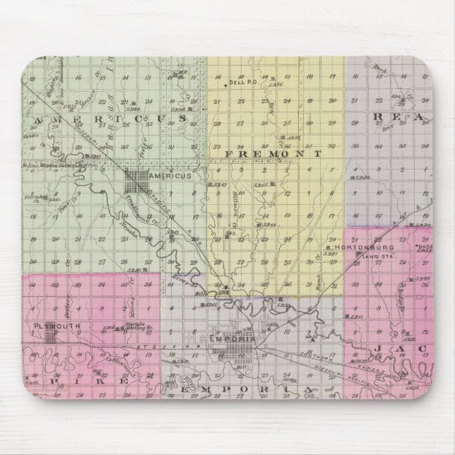 Mousepad Condado de Lyon, Hartford, Hortonburg, Kansas (Frente)