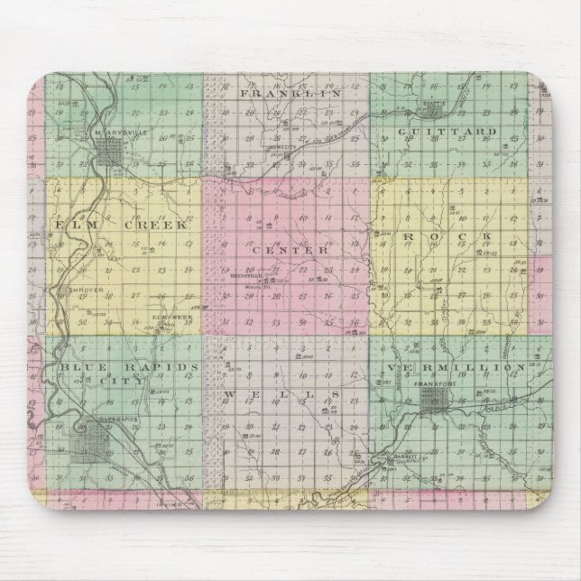 Mousepad Condado de Marshall e Irving, Kansas (Frente)