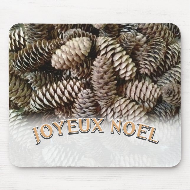 Mousepad Cone de pinheiro de Natal de Noel de Joyeux (Frente)