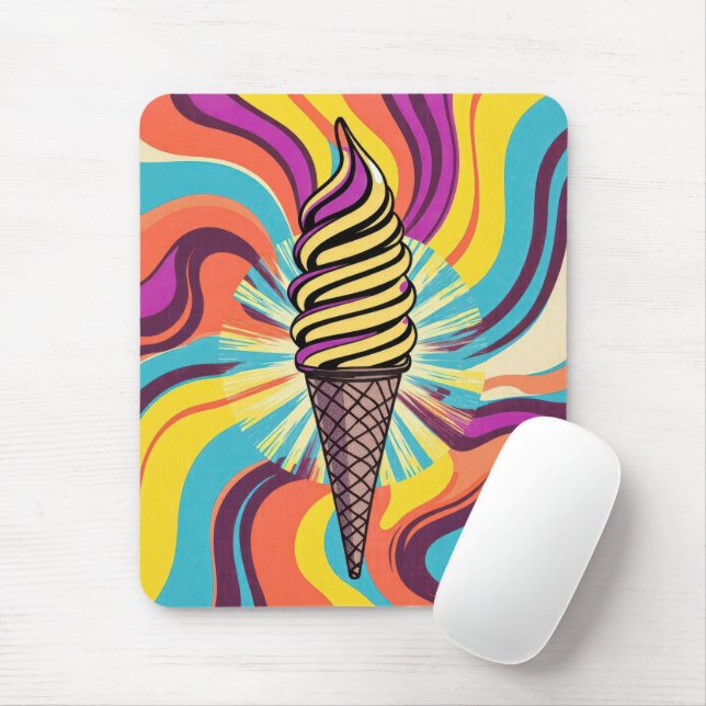 Mousepad Cone de Sorvete Redemoinho Arte Pop (Com mouse)