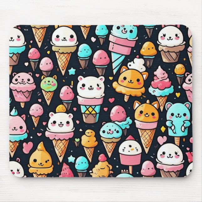 Mousepad Cones de sorvete colorido, bonitos (Frente)