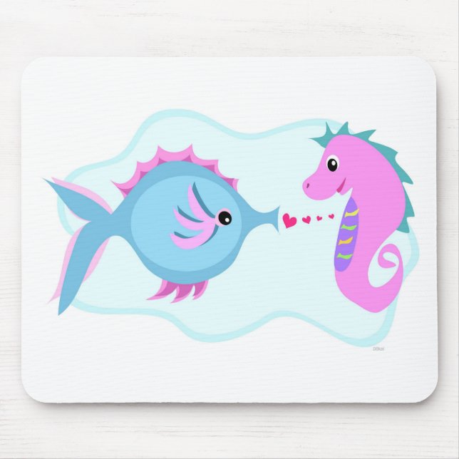 Mousepad Conexão do amor dos peixes e do cavalo marinho (Frente)