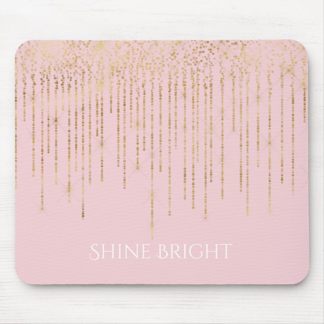 Mousepad Confete Dourado Rosa Corado (Frente)