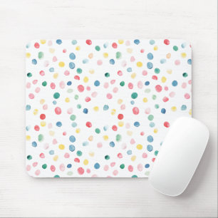 Mousepad Confetes Coloridos Pontos Azul Vermelho Amarelo Ve