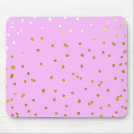 Mousepad Confetes de Pontos Rosa e Dourado Glamour Moderno
