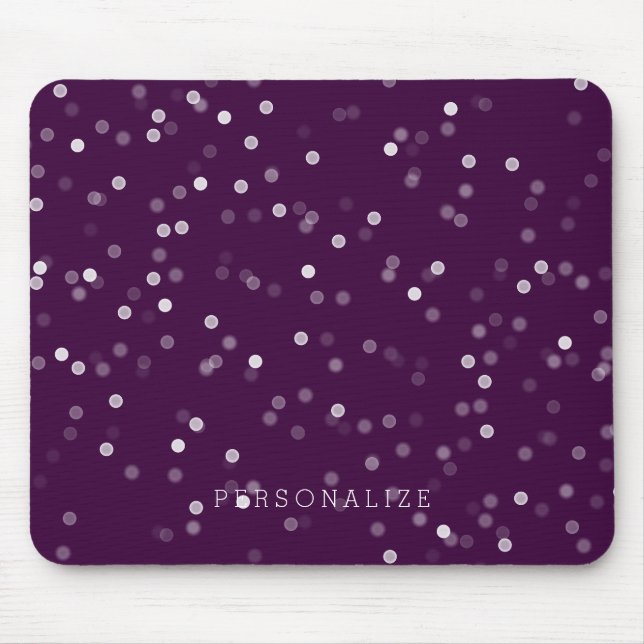 Mousepad Confetes roxos e brancos de Bokeh (Frente)