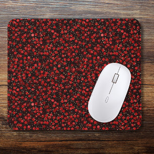 Mousepad Confetes Vermelhos Elegantes no Estilo Brilho Pret