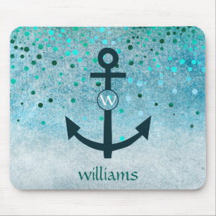 Mousepad Confetti Anchor Sea Blue Beach Marinho Girly Ponto