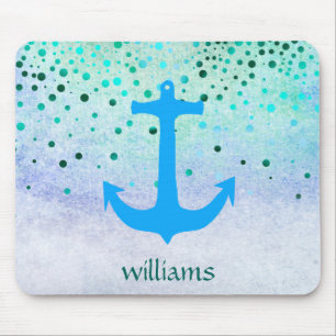 Mousepad Confetti Anchor Sea Blue Beach Marinho Girly Ponto