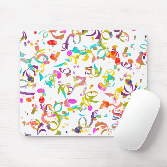 Mousepad Confetti Colorida Sobre Um Fundo Branco (Com mouse)