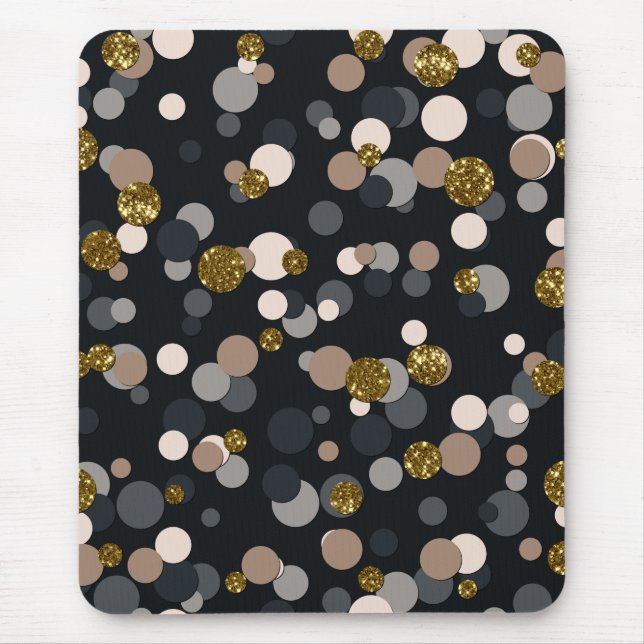 Mousepad Confetti Peach, Maple, Cinza e Brilho Dourado (Frente)