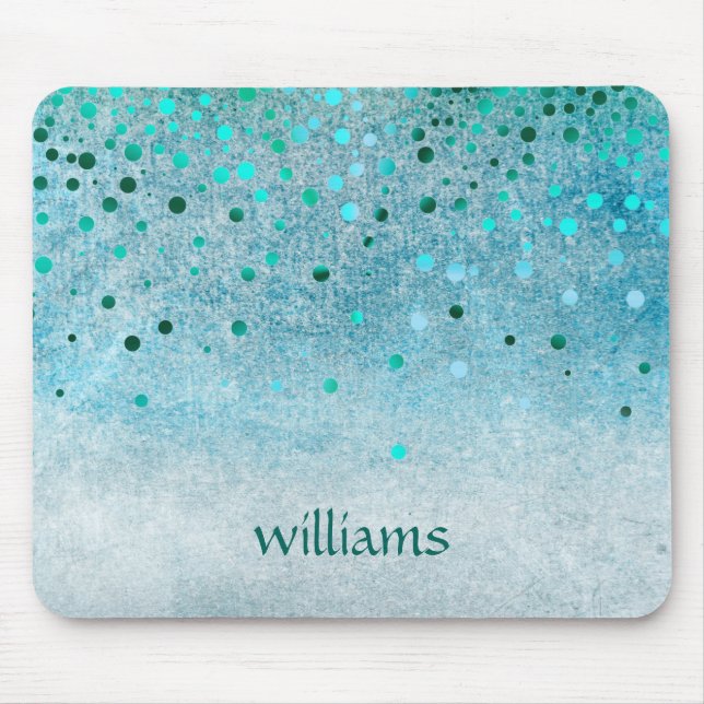Mousepad Confetti Sea Blue Beach Glitter Girly Pontos (Frente)