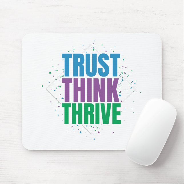 Mousepad Confie Pense Prospere – Design de Citação Motivaci (Com mouse)
