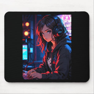 Mousepad Configuração de Streaming de Garota de Anime Retro