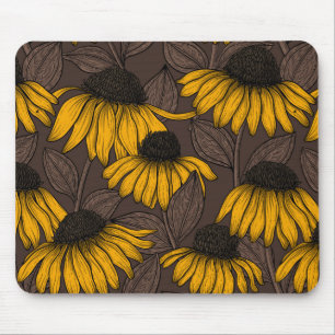 Mousepad Confluentes amarelos em castanho escuro