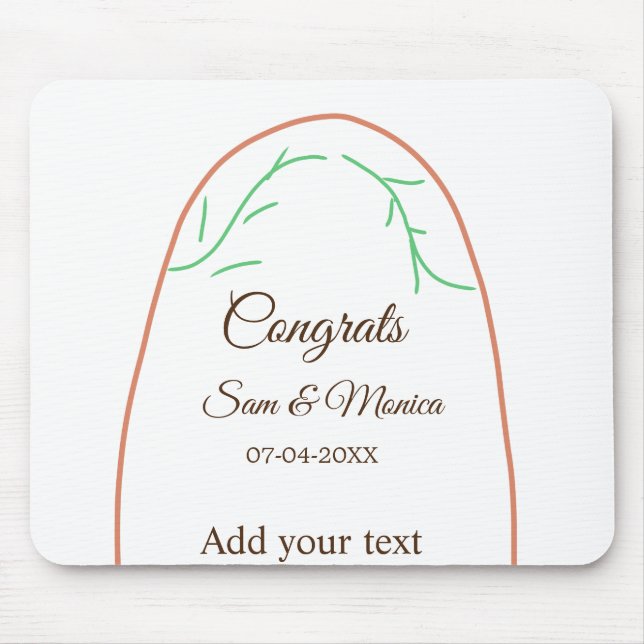 Mousepad Congrats boho laranja verde adicionar nome data ar (Frente)