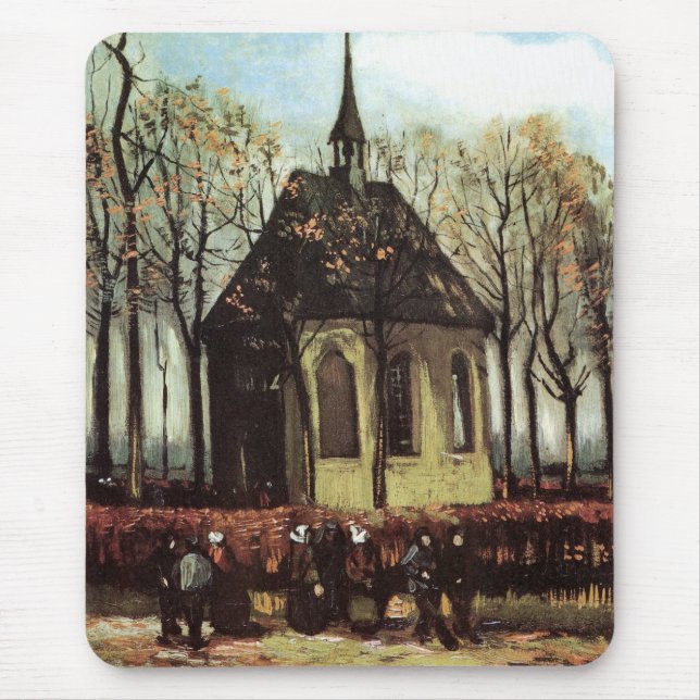 Mousepad Congregação na Igreja, Nuenen por Vincent van Gogh (Frente)