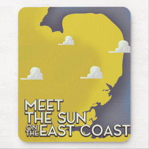 Mousepad Conheça o sol da costa leste pôster vintage de tre