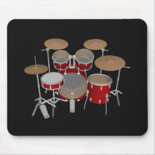 Mousepad Conjunto de 5 Partes de Tambor - Tambores Vermelho