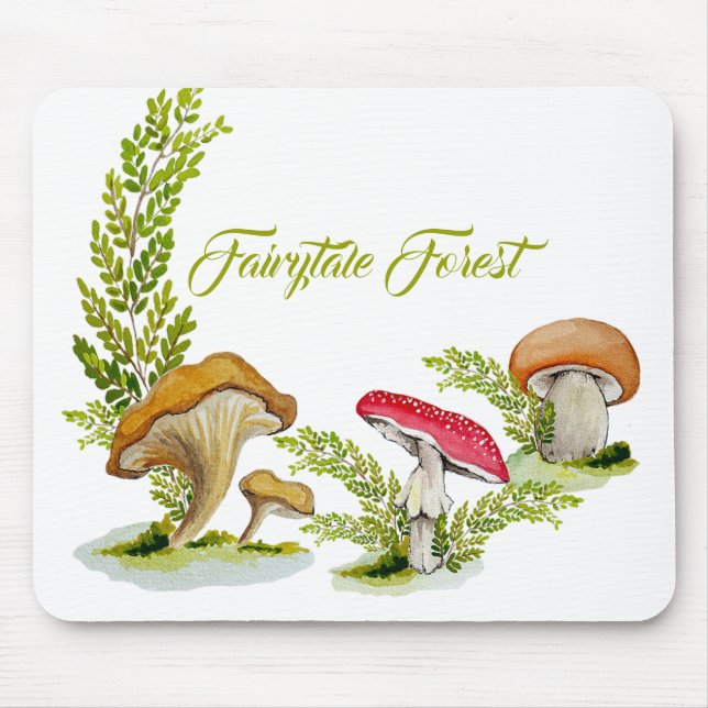 Mousepad Conjunto de aquarelas da floresta de fairytale (Frente)