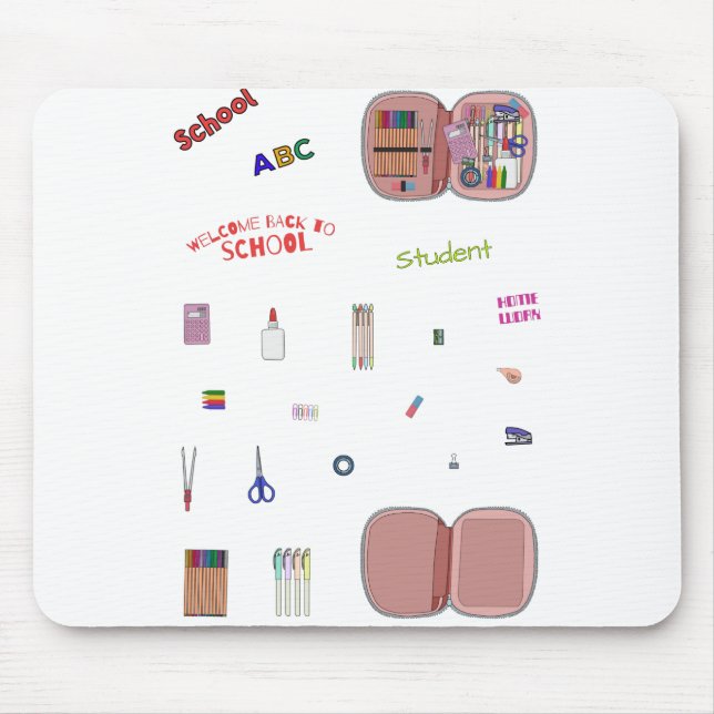 Mousepad Conjunto de pacotes de volta à escola (Frente)