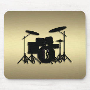 Mousepad Conjunto do tambor monograma Dourado