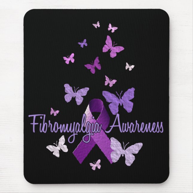 Mousepad Consciência da fibromialgia (fita & borboletas) (Frente)