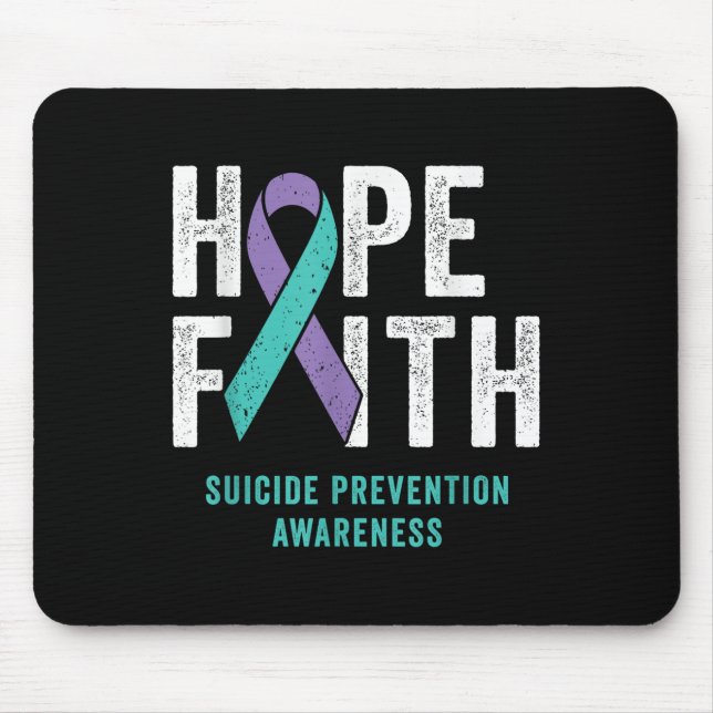 Mousepad Consciência da Prevenção do Suicídio Fé Esperança  (Frente)