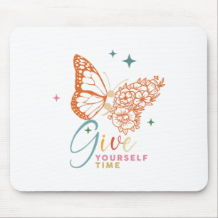 Mousepad Consciência da Saúde Mental Flor Borboleta Tempo p