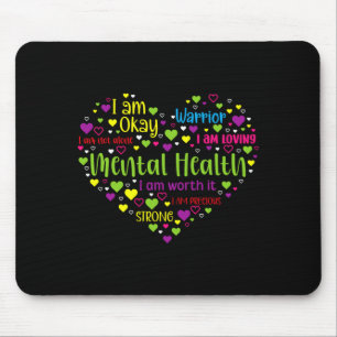 Mousepad Consciência da saúde mental masculina coração acab