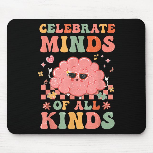 Mousepad Consciência da Saúde Mental Neurodiversidade Mente (Frente)