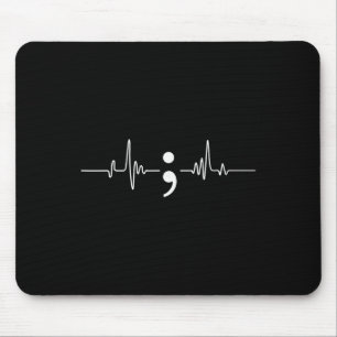 Mousepad Consciência da Saúde Mental Ponto e Vírgula Batida