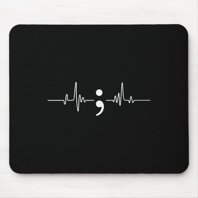 Mousepad Consciência da Saúde Mental Ponto e Vírgula Batida (Frente)