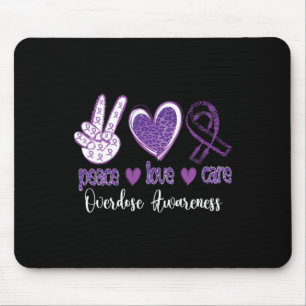 Mousepad Consciência da Sobredosagem Amor Paz Fita Roxa Dro