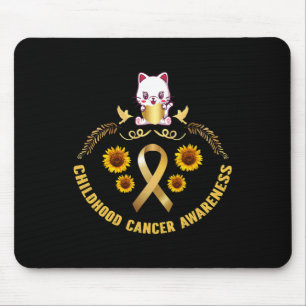 Mousepad consciência do cancer da infância belo ouro-gato