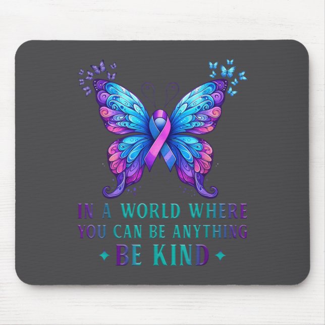 Mousepad Conscientização da Prevenção do Suicídio Em Um Mun (Frente)