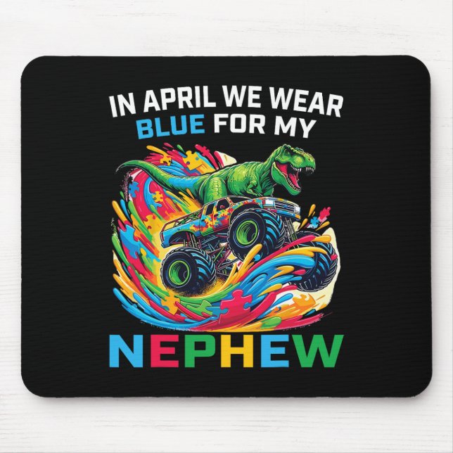 Mousepad Conscientização do Autismo Azul Sobrinho Caminhão  (Frente)