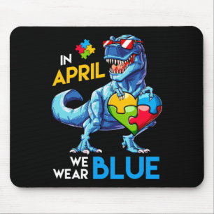 Mousepad Conscientização do Autismo Trex Dino Dinossauro Di