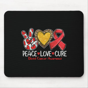 Mousepad Conscientização do Câncer de Sangue Paz Amor Cura