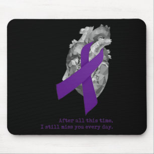 Mousepad Conscientização Laço Roxo Coração Sinto Sua Ausênc