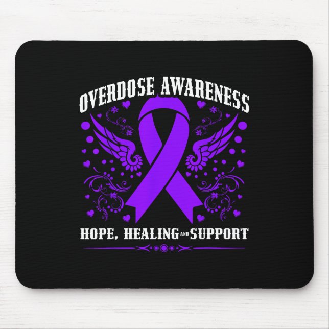 Mousepad Conscientização sobre overdose faixa preta viciado (Frente)