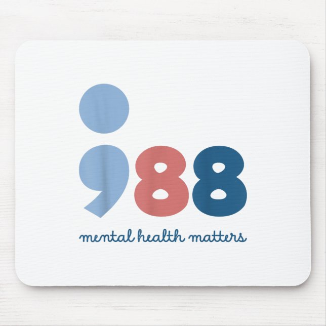 Mousepad Conscientização sobre Saúde Mental 988 e Prevenção (Frente)